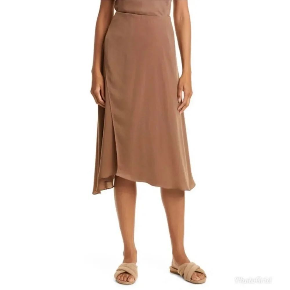 Revolve Vince Asymmetric Drape Wrap Skirt In Caramel